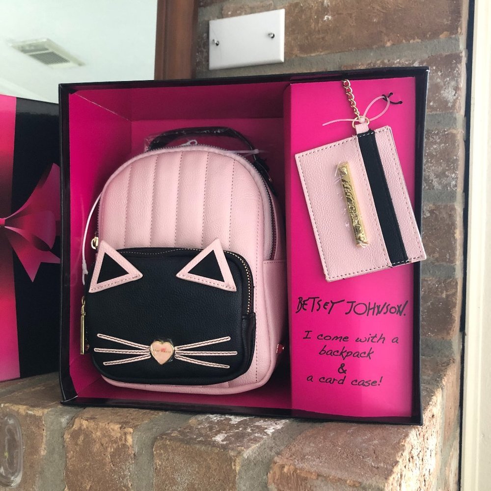 Betsey Johnson Cat Mini Backpack and Card case